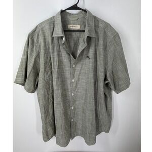 Tommy Bahama Cotton Short Sleeve Button Down Shirt Tea Leaf Green Men's Size XXL